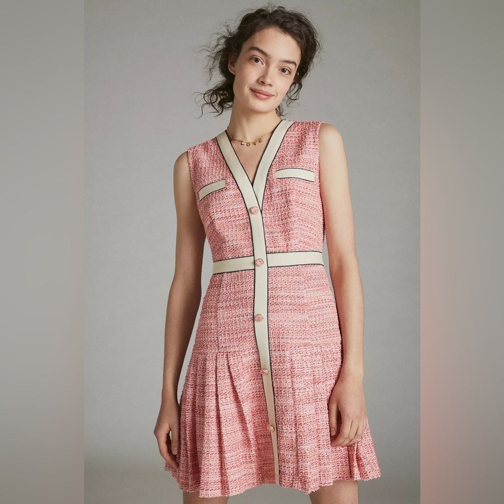 Anthropologie Current Air Maria Mini Dress | Small | Blue Tweed